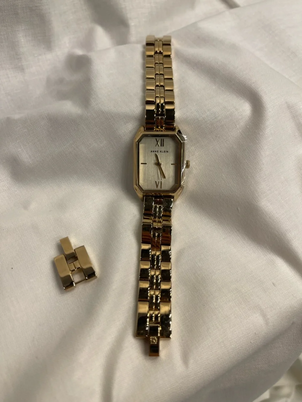 Anne Klein Gold-Tone Rectangular Silver Dial Bracelet Watch - Picture 2 of 4